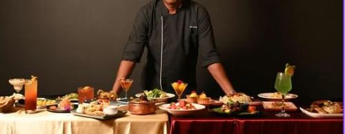 Chef in front of food he prepared